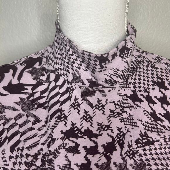 Maeve lavendar houndstooth mock turtleneck long sleeve top size M - Picture 2 of 8